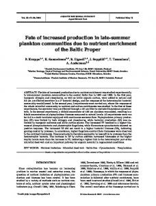 Fate of increased production in late-summer plankton communities ...