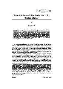 Feminist Animal Studies in the U.S.: Bodies Matter