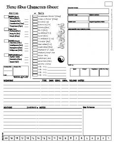 Feng Shui Character Sheet - Evenmere.org