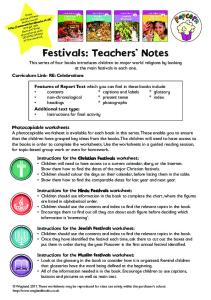 Festivals: Teachers' Notes