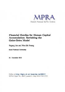 Financial Hurdles for Human Capital Accumulation: Revisiting the ...