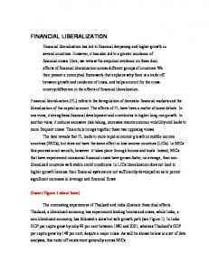FINANCIAL LIBERALIZATION - Romain Ranciere