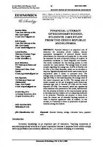 financial literacy of secondary school students. case study from the ...
