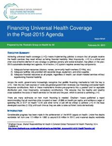 Financing Universal Health Coverage in the Post-2015 Agenda