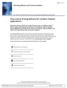 Fine control of drug delivery for cochlear implant ...