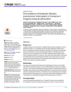 First evidence of lymphatic filariasis transmission