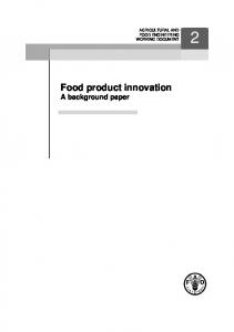 Food product innovation - Food and Agriculture Organization of the ...