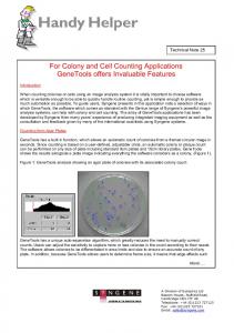 For Colony and Cell Counting Applications ...