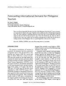 Forecasting International Demand for Philippine Tourism