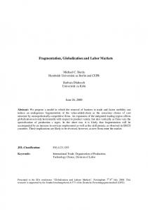 Fragmentation, Globalization and Labor Markets - CiteSeerX