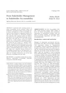 From Stakeholder Management to Stakeholder ... - Springer Link