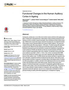 Functional Changes in the Human Auditory Cortex in Ageing - PLOS