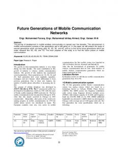 Future Generations of Mobile Communication Networks