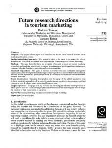 Future research directions in tourism marketing