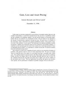 Gain, Loss and Asset Pricing - Olivier Ledoit