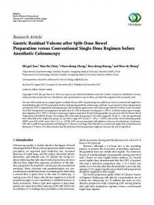 Gastric Residual Volume after Split-Dose Bowel Preparation versus ...