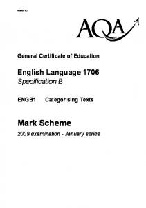GCE English Language B Unit 1 - Categorising ... - Aquinas English