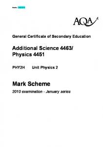 GCSE Physics Higher Mark Scheme January 2010