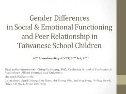 Gender Differences in Social & Emotional Functioning