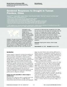 Gendered Responses to Drought in Yunnan Province, China - BioOne