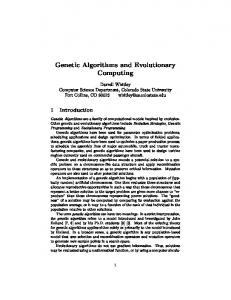 Genetic Algorithms and Evolutionary Computing - CiteSeerX