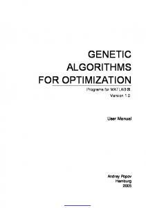 Genetic Algorithms for Optimization - Semantic Scholar