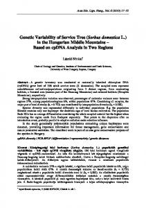 Genetic Variability of Service Tree (Sorbus domestica L.) in the ...