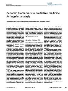 Genomic biomarkers in predictive medicine. An ... - Wiley Online Library
