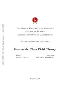 Geometric Class Field Theory - arXiv