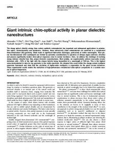 Giant intrinsic chiro-optical activity in planar dielectric nanostructures