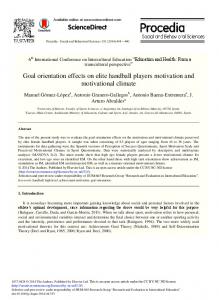 Goal Orientation Effects on Elite Handball Players