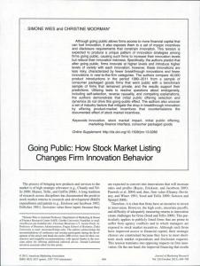 Going Public: How Stock Market Listing Changes Firm Innovation ...