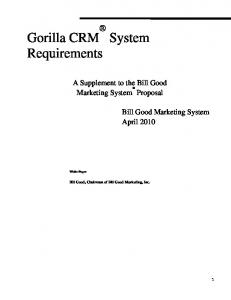 Gorilla CRM System Requirements - Bill Good Marketing