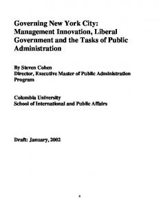 Governing New York City-1.2002 - Columbia University
