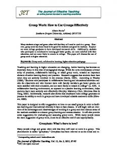 Group Work: How to Use Groups Effectively