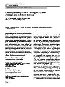 Growth promoting effect of a transgenic Bacillus ... - Springer Link