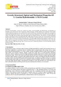 Growth, Structural, Optical and Mechanical Properties