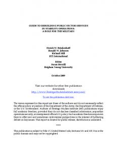 Guide to Rebuilding Public Sector Services in Stability Operations: A ...