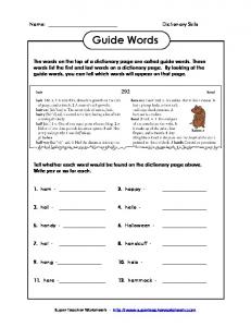 Guide Words #1 - Super Teacher Worksheets