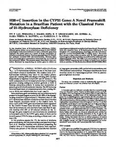 H28+C Insertion in the CYP21 Gene: A Novel Frameshift Mutation in a ...