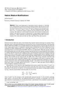 Hadron Medium Modifications - EPJ Web of Conferences