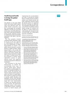 Health beyond health to bridge the global health gap - The Lancet