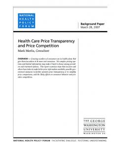 Health Care Price Transparency and Price Competition