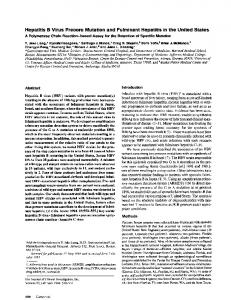 Hepatitis B Virus Precore Mutation and Fulminant Hepatitis in ... - NCBI