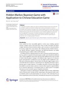 Hidden Markov Bayesian Game with Application to Chinese Education ...