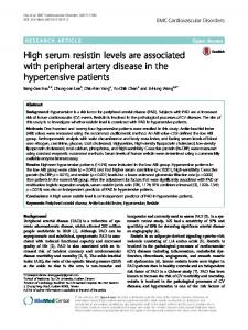High serum resistin levels are associated with peripheral artery ...