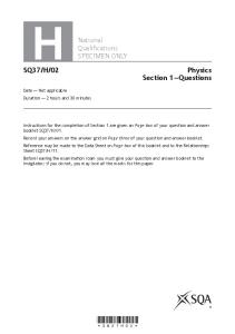 Higher Physics Specimen Question Paper