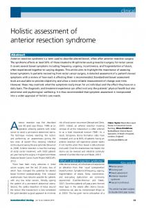 Holistic assessment of anterior resection syndrome