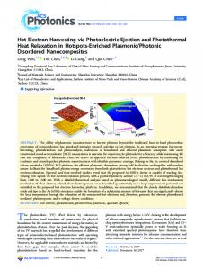 Hot Electron Harvesting via Photoelectric Ejection ... - ACS Publications