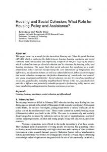 Housing and social cohesion: what role for housing policy ... - CiteSeerX
